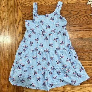 Blue Kids Dress with Bow Pattern